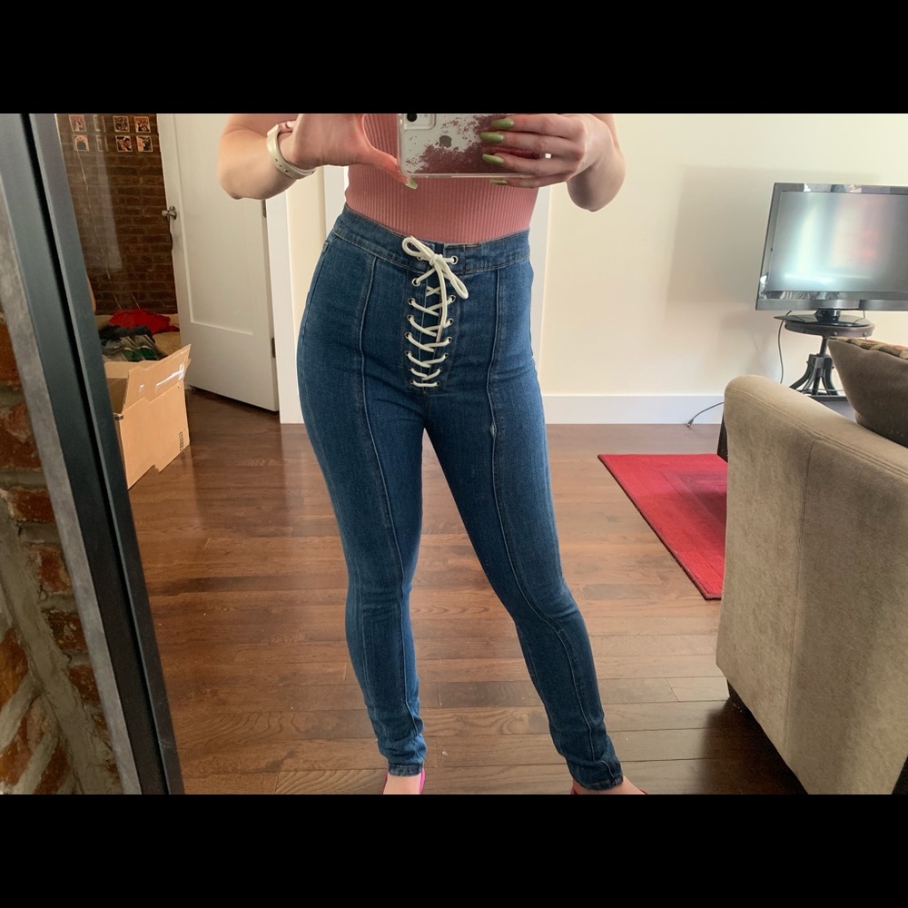 BDG Lace Up High Waisted Jeans